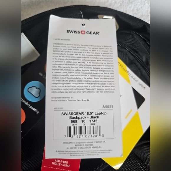Swissgear 18.5 " Laptop Backpack - Picture 9 of 10